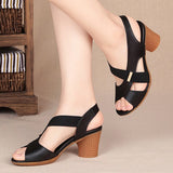 Sandals Women Luxury Brand Summer Style Chunky Heel Heels Shoes Off Black Mart Lion   