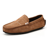Brown Men's Suede Moccasins Breathable Casual Loafers Flats Slip-on Driving Shoes Peas zapatos de hombre MartLion xing huang 88518 39 CHINA