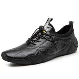 Leather Casual Shoes Men Sneakers Flat  Men  Shoes  Footwear MartLion black 39 