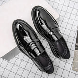 Shoes Loafers Men Patent Leather Wedding Shoes Black Casual Leather Shoes MartLion   