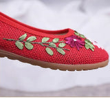 Women Flower Flats Slip On Cotton Fabric Casual Shoes Round Toe Flat MartLion   