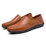 Classic Brown Loafers Men's Flat Casual Leather Shoes Slip-on Moccasins zapatos hombre MartLion hong zong 8008 38 CHINA