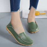 Flat Shoes Slip For Women's moccasins Genuine Leather Loafers MartLion Army Green 44 