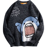 Shark Sweater Men's Winter Cartoon Harajuku Korean Y2k Oversized Turtleneck Hip Hop Loose Knit Jumper Pullover High Collar MartLion   