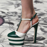 Riveted Shoes Dance Shoes High Heels Women Show Sandals Party Club Platform High-heeled Wedding Mart Lion Green white 36 