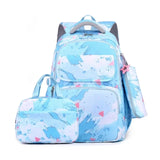 3pcs/Set Fish Scale Print Kid Backpack With Mermaid pendant Girl waterproof School Bag Children Schoolbag  For teenage girls MartLion sky blue 2  