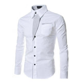 Male  Shirts Full Sleeve Stripe Shirt Men Slim Fit  Formal Dress Shirts Colors MartLion WHITE L 