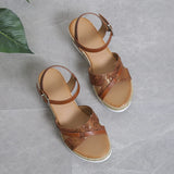 Summer Wedge Sandals for Women Buckle Strap Platform Rome Open Toe Thick Bottom No-Slip MartLion   