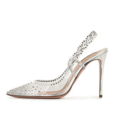 Star style Luxury Crystal Transparent PVC Women Pumps Weave Autumn Stiletto High heels Wedding Bridal Shoes MartLion   