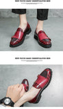 British Style Red Elegant Designer Men's Shoes Slip-on Dress Comfort Leather Loafers zapatos de hombre MartLion   