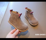 Autumn Winter Children Cotton Boots Boys British Style Leather Girls Retro Short Baby Soft Anti-kick Warm Shoes MartLion   