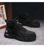 White Winter Work Short Boots for Men British Motorcycle Boots Outdoor Sports Casual Shoes MartLion
