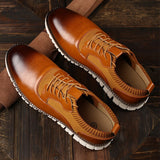 Men's Dress Shoes Carved Falt Casual Leather Soft Bottom Lace Up Borgue Nonslip Outdoor Light Chaussure Homme Mart Lion   