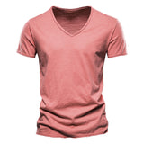 100% Cotton Men's T-shirt Cut Design Slim Fit Soild Tops Tees Brasil Short Sleeve Mart Lion F037-V-Red CN Size XL 72-80kg 
