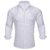 Luxury Shirts Men's Long Sleeve Silk Gold Blue White Black Red Green Purple Silver Paisley Embroidered Casual Blouses Lapel MartLion 0447 S 