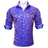 Luxury Men's Shirt Embroidered Silk Slim Casual Gold Blue Purple Black Red Green Paisley Flower Long Sleeve Barry Wang Cloth MartLion   