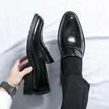 Summer Men's Classic Business Casual Loafers Brogue Carving Evening Dinner Men Dress Slip ON Leather Shoes black MartLion   