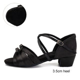 Ballroom Dance Shoes for Women Latin Modern Tango Salsa Training Sandals Practice Satin MartLion Black 3.5cm 35 (22.5cm) CHINA