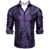 Men's Long Sleeve Black Paisley Silk Dress Shirts Casual Tuxedo Social Shirt Luxury Designer Clothing MartLion CYC-2034 S 