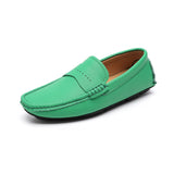 Men's Penny Loafers Genuine Leather Moccasin Driving Shoes Casual Slip On Flats Boat Mart Lion 02 Green 6.5 China