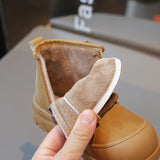 Children Short Boots for Girls Winter Style Soft Bottom Anti-slippery Versatile Chic Leather Shoe MartLion