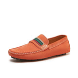 Suede Leather Penny Peas Loafers Men's Women Boys Driving Shoes Moccasins Slip on Flats Designer Loafers Pink MartLion HK001 Orange 13 