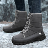Men's Snow Boots Warm Plush  Ankle Long Fur Waterproof Footwear Lace Up Outdoor Casual Shoes Unisex MartLion   