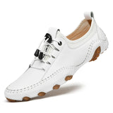 Designer Men's Loafers Soft Moccasins Spring Autumn Genuine Leather Shoes Warm Flats Driving MartLion 8858 White 44 