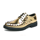 Brand Golden Glitter Leather Rhinestone Men's Chelsea Shoes Pointed Luxury Designer Couples Dress MartLion golden A88 35 