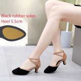 Women's Modern Dance Shoes Latin Dance Adult Ballroom Modern Jazz Mid-heel Indoor Soft-soled Practice Sandals MartLion Black 5.5cm CHINA 35