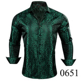 Luxury Silk Shirts Men's Black Floral Spring Autumn Embroidered Button Down Tops Regular Slim Fit Blouses Breathable MartLion 0651 S CHINA