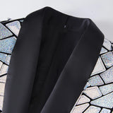 Luxury Wave Striped Gold Sequin Blazer Jackets Men's Shawl Lapel One Button Shiny Party Wedding Suits Jackets Tuxedo Blazer MartLion   