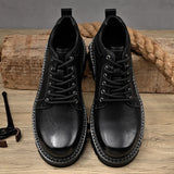 Leather Men Boots Cow Leather Upper Durable Sole Lace up Winter Boots Leisure Outdoor Shoes For Man MartLion