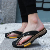 Genuine Cow Leather Shoes Men's Sandals Flip Flops Casual Classic Massage Beach Slippers Anti-slip Summer MartLion   