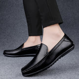 Men's Retro Brown Loafers Luxury Shoes Slip on Shoes Genuine Leather All-match Flats MartLion   