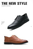 Men's Brogue Dress Shoes Formal Split Leather Lace Up Oxfords Flat Work Footwear Mart Lion   