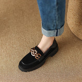 Spring Women Shoes Pumps Kid Suede Round Toe Chunky Heel Retro Loafers Platform Heel Sheep Suede MartLion   