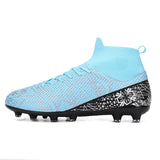Men's Soccer Shoes Professional Football Boots FG TF Soccer Cleats Kids High Ankle Grass Soccer Boots MartLion BBN-798-C-Moon 33 CN