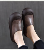 Retro leather half slippers summer wear niche layer cowhide flat MartLion   