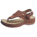 Fringe Wedges Sandals Women Clip Toe Back Strap Platform Summer Light Beach Shoes MartLion Brown 40 