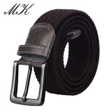 Canvas Belts  Men's Metal Pin Buckle Military Tactical Strap Elastic Belt MartLion gunblack 110cm 