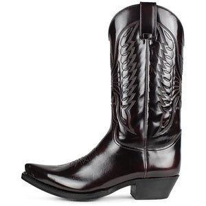 Mid-calf Boots Woman Side Zipper Pointed Western Retro Black Hombre MartLion Dark Brown 48 