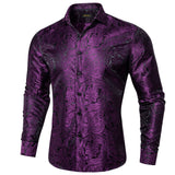Paisley Floral Men's Shirt Silver White Casual Long Sleeve Social Collar Shirts Brand Button Blouses MartLion CY-2012-XZ0014 S 