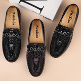 High-end Genuine Leather Men's Shoes Soft Crocodile Style Moccasins Loafers Ultralight Flats Comfy Driving MartLion   