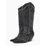  Women's Knee Length Rhinestone Thick High Heel Knight Boots Light Luxury Four Seasons MartLion - Mart Lion