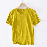 T-Shirt for Men,  Cotton  Monochromatic, O-Neck, Casual Basic Top MartLion Yellow M -fits 55-65 kg 