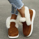 Ladies Ankle Boots Women Winter Warm Plush Fur Snow Suede Leather Shoes Ladies Slip on Female Footwear Mart Lion   