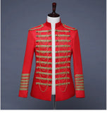 Steampunk Military Tassle Chains Prince Embroidery Medieval Jacket Coat DJ Club Wear  Rock Stars Blazer Suits Nobleman MartLion Red S 
