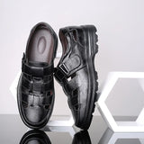 Men Soft Sandals Men Summer Shoes Leather Sandals Sandals Men Roman Breathable MartLion black 47 