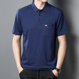 cotton big pocket men's clothes polo shirts  men shirt short sleeve tops tee shirt men MartLion Blue M 